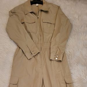 Beige  cargo boiler suit.